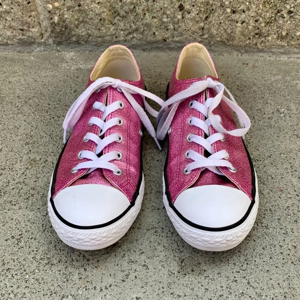 CONVERSE Pink Glitter Sneakers Girls 4.5 EU 37 Chuck Taylor All Star Shoe Shoe